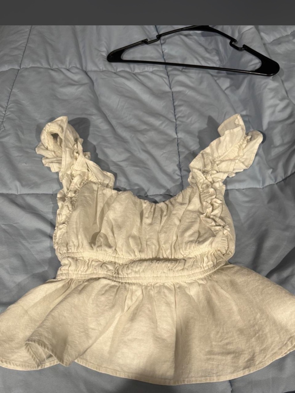 Abercrombie & Fitch Cream Ruffle Peplum Top